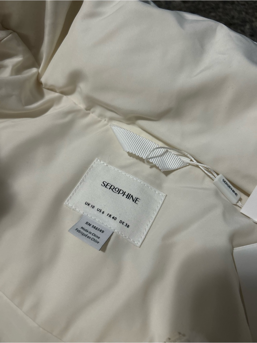 NWT Seraphine Maternity Adora size 6 white chevron puffer coat babywearing - Picture 7 of 15